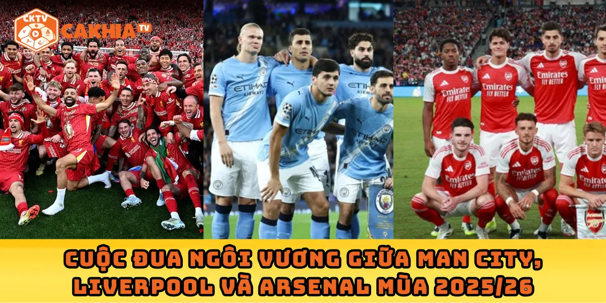 Cuộc đua ngôi vương giữa Man City, Liverpool và Arsenal mùa 2025/26